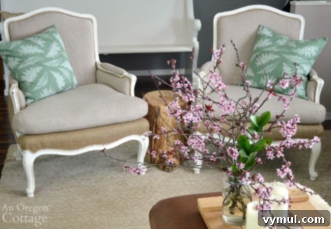 Effortless Spring Home Revamp 5 French chairs and cherry blossoms