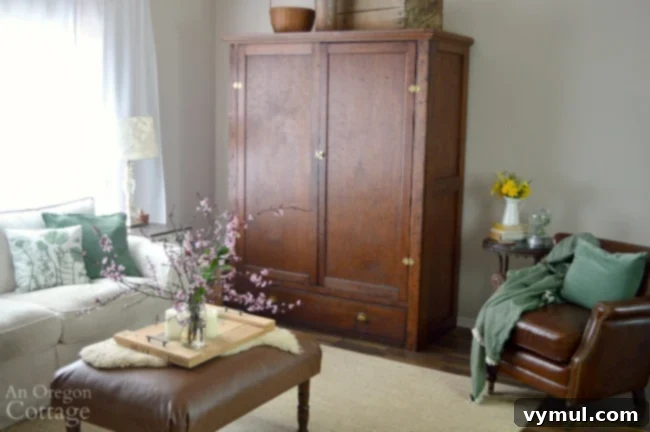 Effortless Spring Home Revamp 7 Spring Decor Refresh-cabinet-Cherry Blossoms