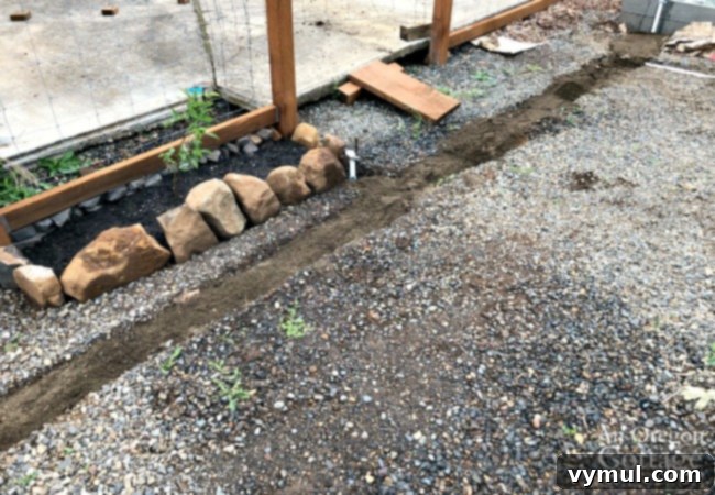 Budget Garden Watering Made Easy 14 Covering pipe with sand