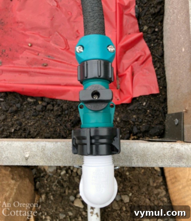 Budget Garden Watering Made Easy 16 Soaker hose attached to water system