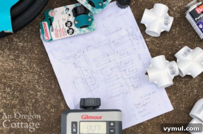 Budget Garden Watering Made Easy 3 watering system plan up close