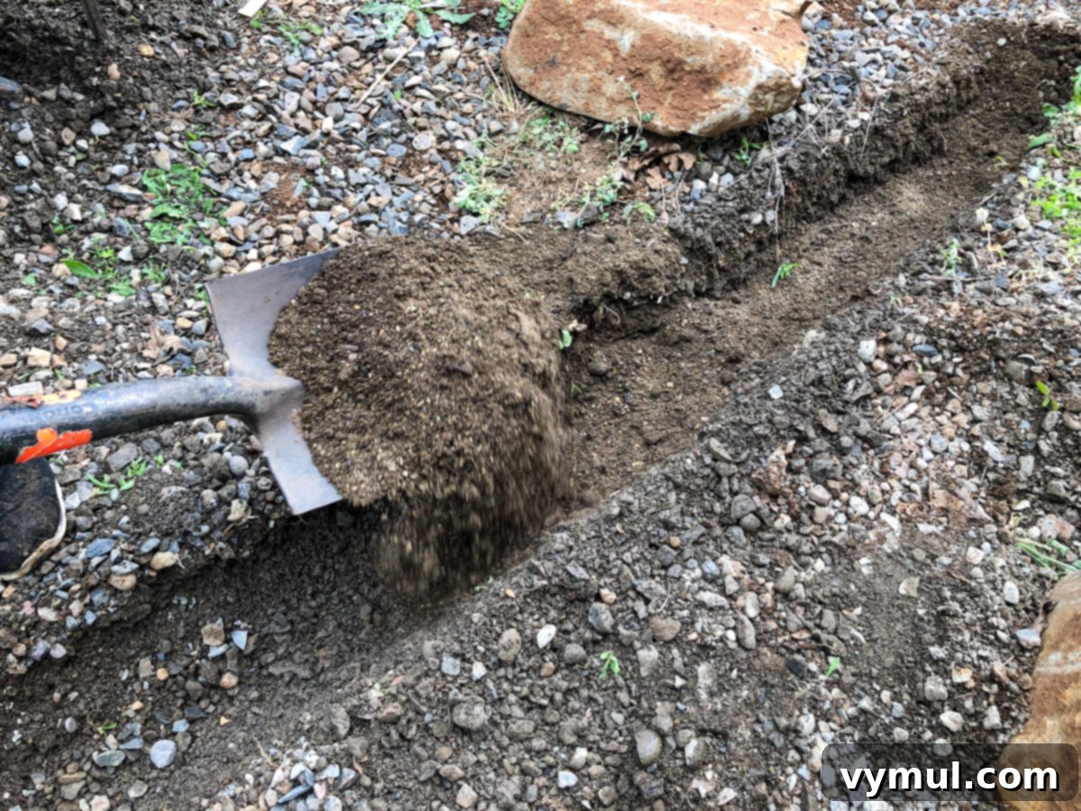 Budget Garden Watering Made Easy 6 filing trench with sand