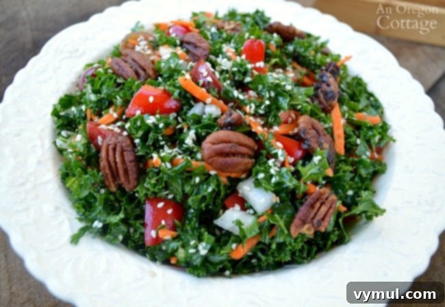 Sesame Kale Salad in bowl, ready to be served