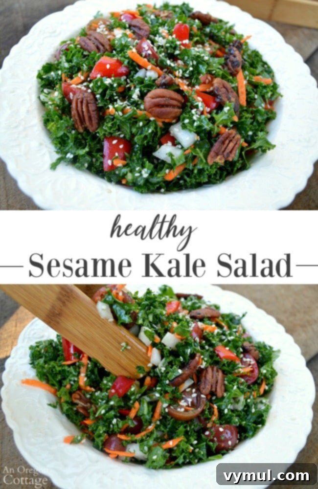 If you're not sure kale salad is your thing, try this wonderfully flavored sesame kale salad - and the simple technique that helps soften raw kale. #kale #salad #healthy