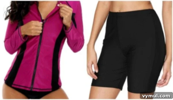 My Latest Loves 15: Book Journal, Travel Essentials, Swimwear, May Reads and More 6 Active and modest swimwear featuring swim shorts and zip rashguard