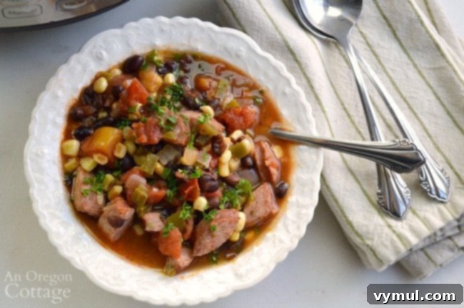 Autumn's Agenda: Garden Prep, Weekly Meals & Seasonal Delights 9 Black Bean Sausage Soup in bowl with spoons