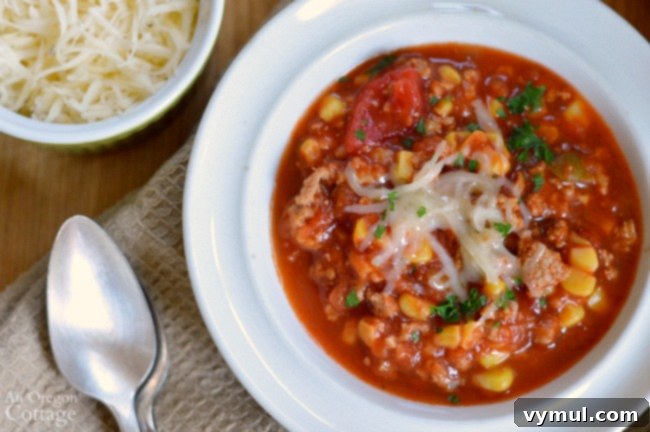 Bowl of Spicy Beef Tomato and Corn Stew