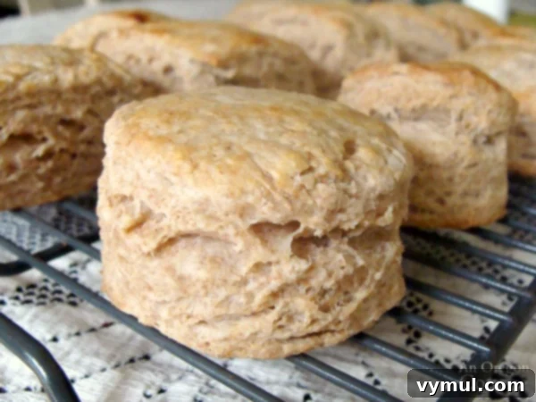 Whole wheat flaky biscuits on cooling rack