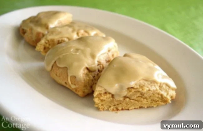 Frosted Maple Oat Scones on plate
