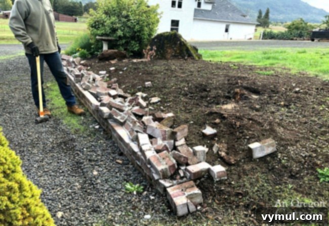 Brick garden wall coming down