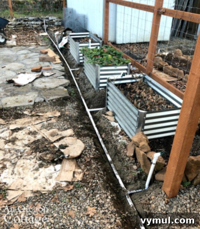 Episode 66: Unwrap a DIY Christmas – Gifts, Festive Food and What's New 3 Second run of garden watering system installed, showing efficient irrigation for raised beds.