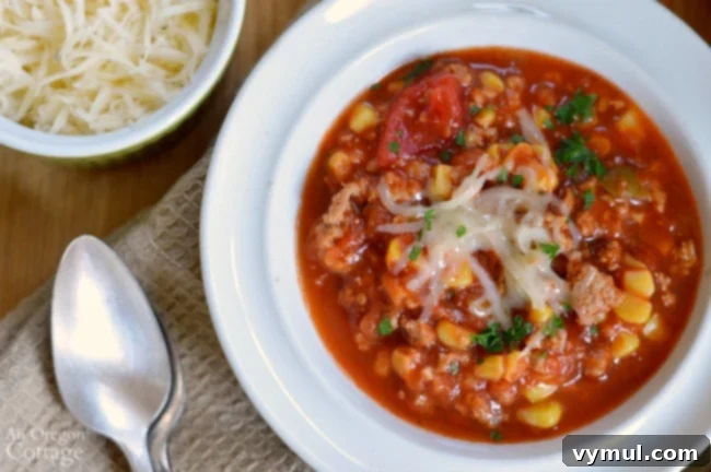 Bowl of Spicy Beef Tomato and Corn Stew