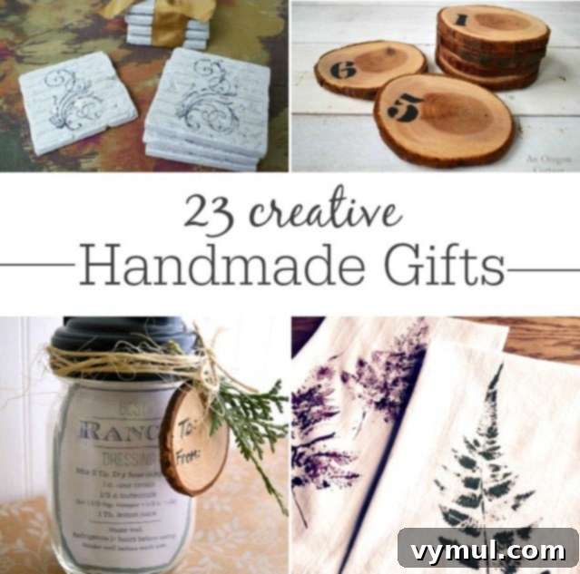 A vibrant collage showcasing 23 creative handmade gift ideas for various occasions, emphasizing thoughtful and unique presents.