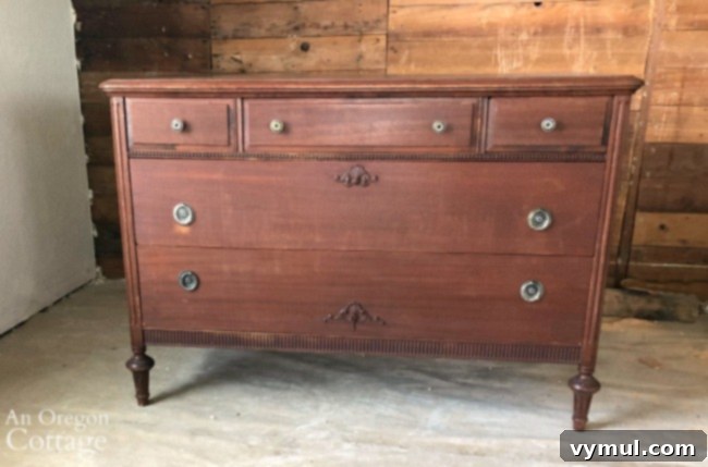 Vintage dresser for vanity before