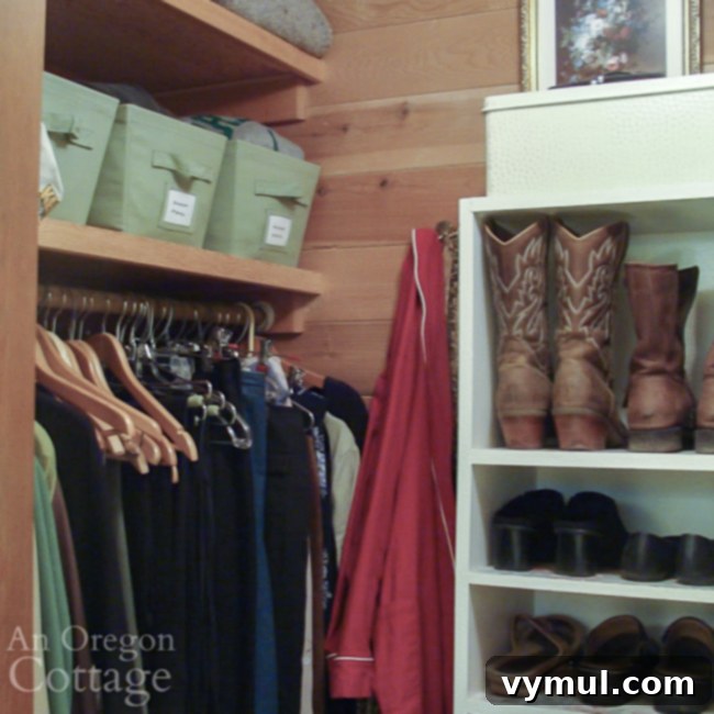 The Overwashed Truth 3 Organized closet with clothes that don't need frequent washing