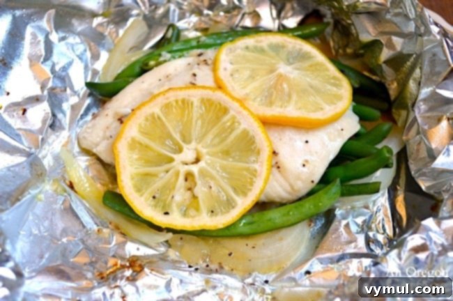 Lemon Vegetable Fish Foil Packets grilled