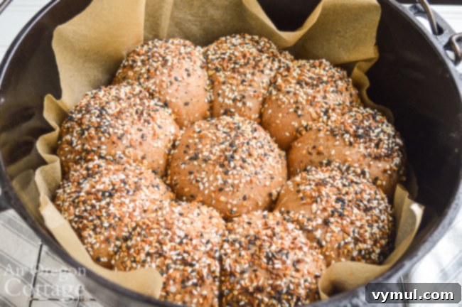 baked artisan sourdough rolls in pot