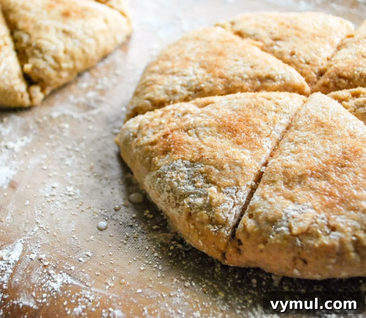 Luscious Double Apple Scones with Golden Caramel Glaze 6 The tops of scone dough rounds lightly dusted with a sugar-cinnamon mixture, ready to be frozen before baking.