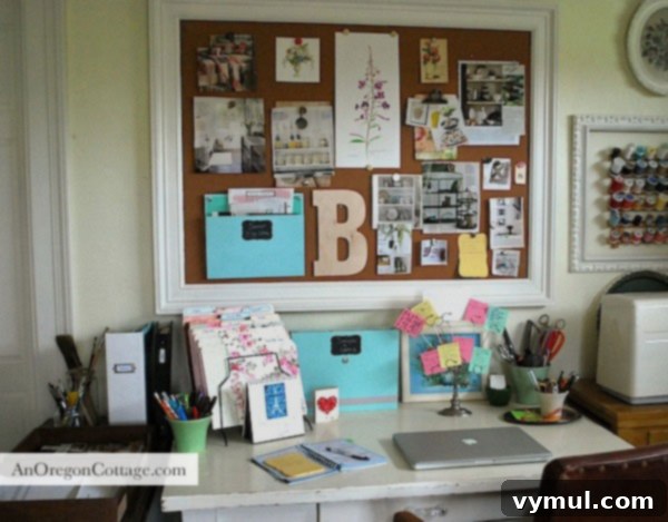 Organized Desk and Inspiration Board After - An Oregon Cottage