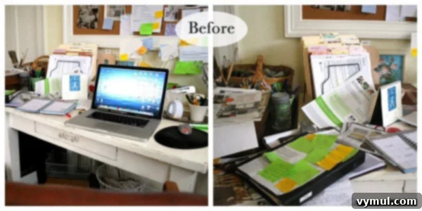 Messy Desk Before - An Oregon Cottage