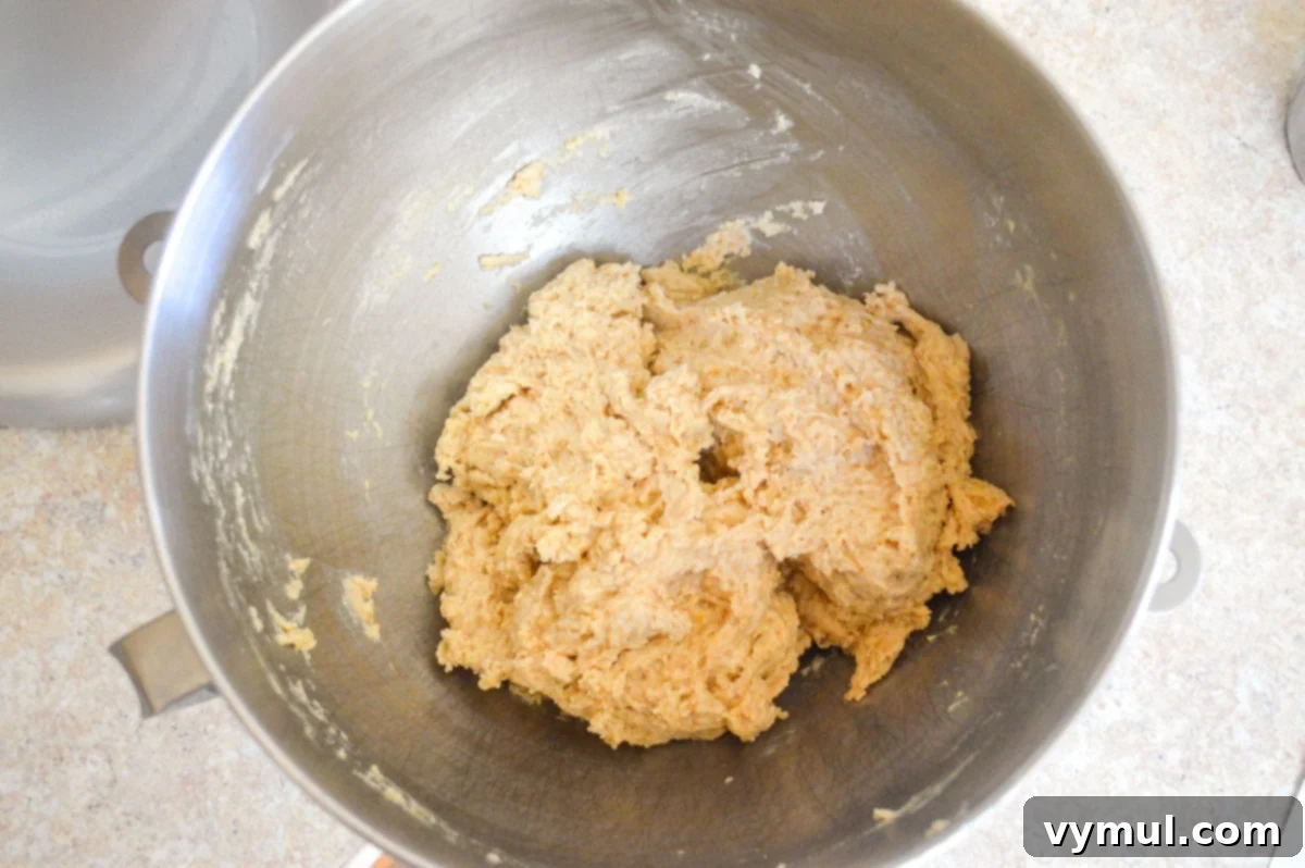 shaggy dough mixed for sourdough loaf
