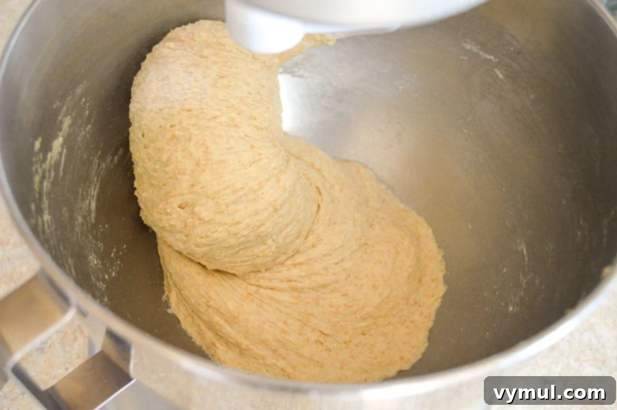 kneading bread dough in stand mixer