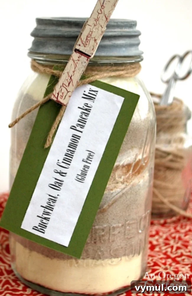 Buckwheat-Oat-Cinnamon Pancake Mix in a jar