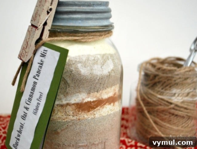 Buckwheat, oat & cinnamon pancake mix layers in jar