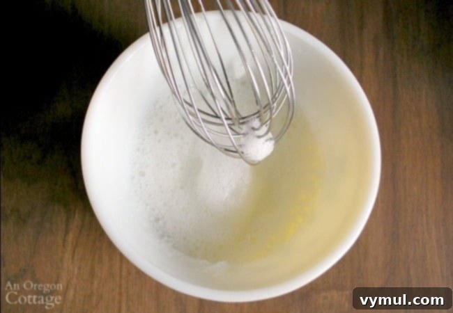 Whipped egg whites for buckwheat, oat & cinnamon pancakes