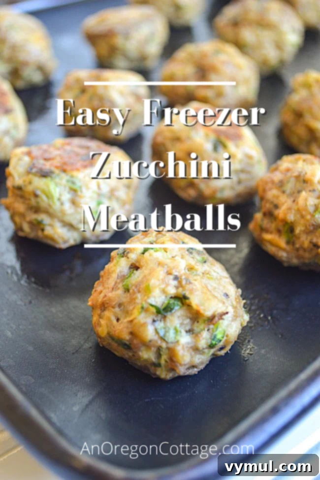 Delicious freezer zucchini meatballs ready to be served, a perfect make-ahead meal for busy weeknights.
