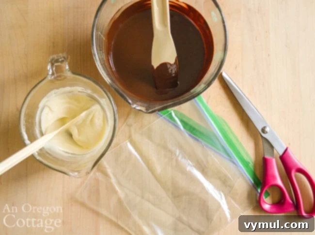supplies for chocolate drizzle for Mini Cookie Peppermint Cheescakes