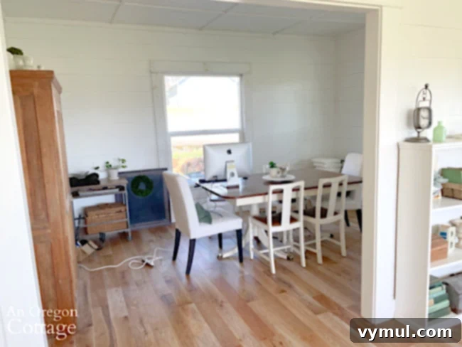 Farmhouse Moving Day: Vintage Finds, Cozy Linens, and Literary Treasures 5 farmhouse dining room after moving with new wall and furniture