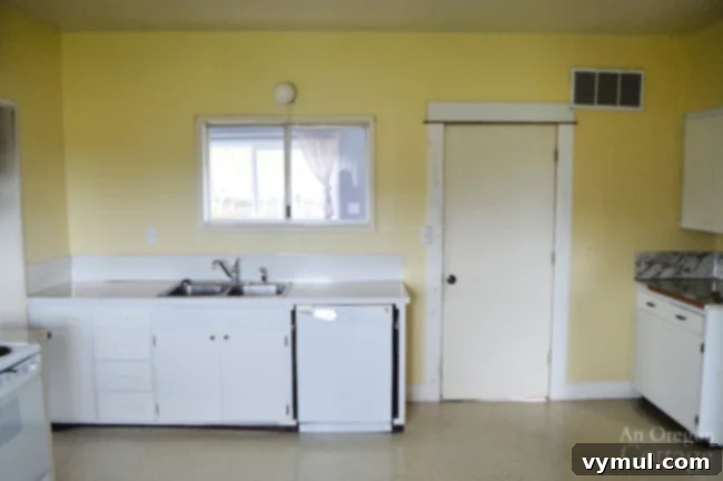 Farmhouse kitchen-enclosed porch wall before renovation