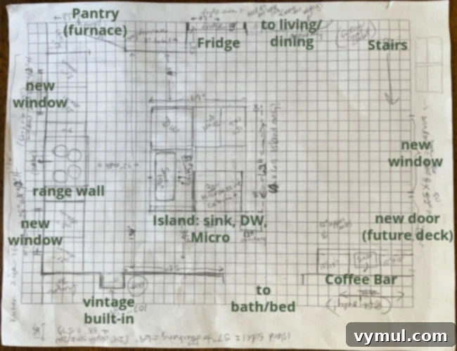 Full farmhouse kitchen design sketch
