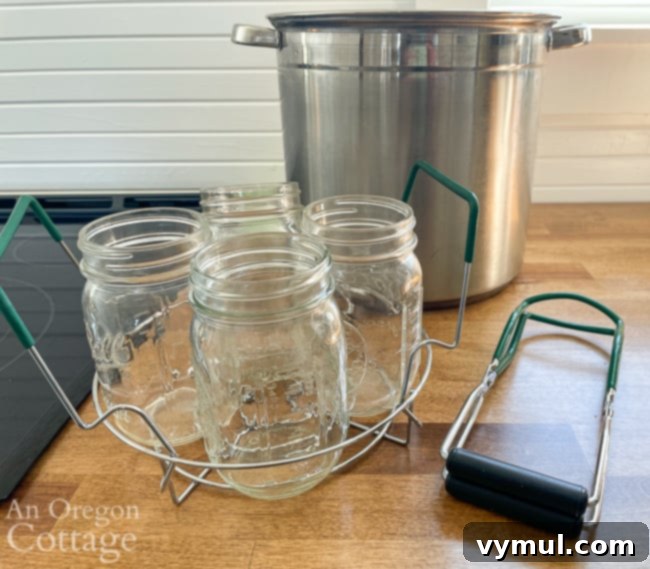 water bath canning stockpot-jars in rack
