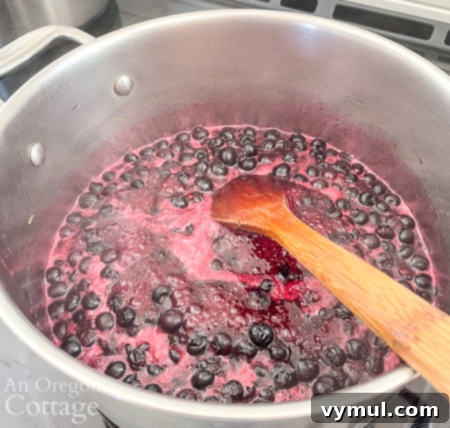 boiling blueberry syrup