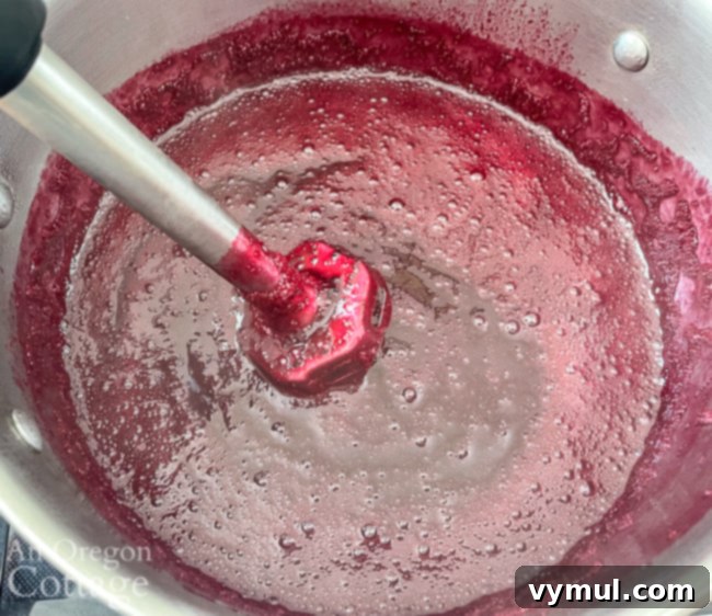 blending blueberry syrup