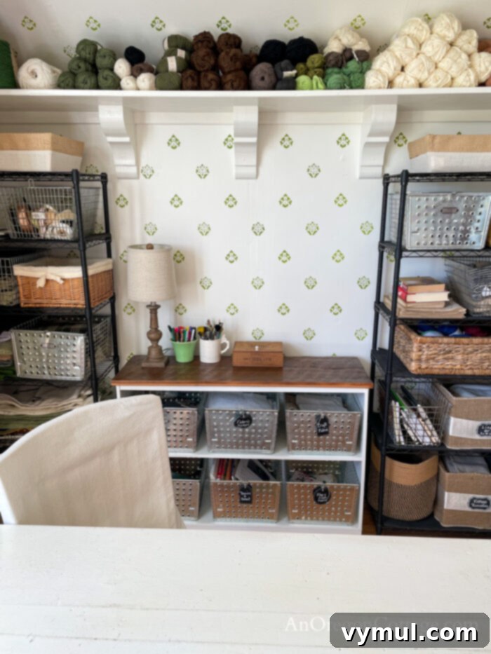 salvaged DIY bookcase in office nook