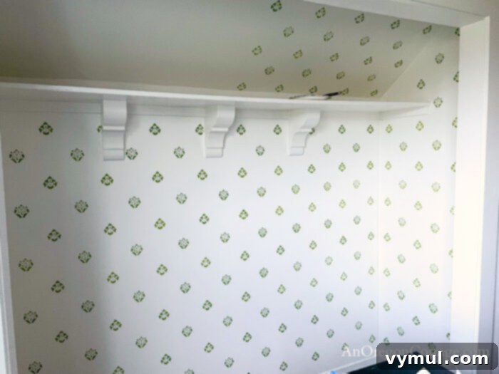 partially stenciled office closet