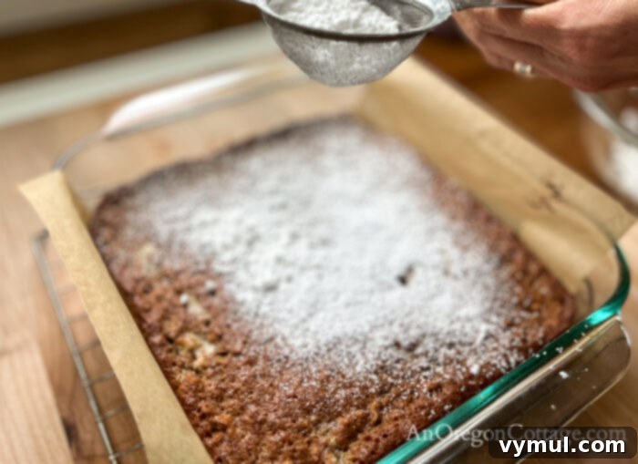 Flourless Chewy Noels Bars A Fresh Take on Christmas Cookie Classics 6 Adding powdered sugar to warm Christmas Noel Cookies.