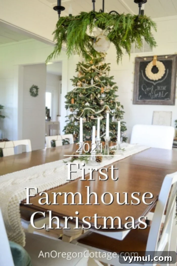 first farmhouse Christmas decor with a cozy, rustic feel in a renovated 1900 home
