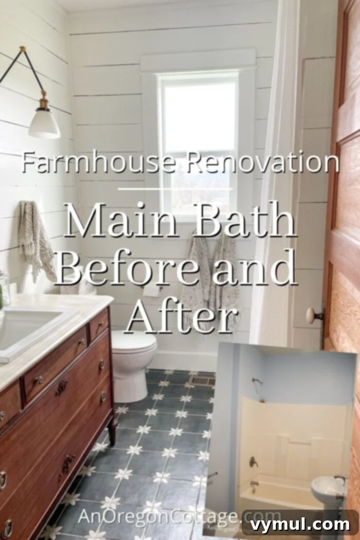 1900 Farmhouse Main Bathroom: Classic Charm Reimagined 2 farmhouse main bath before-after
