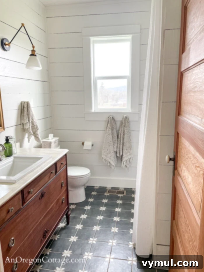 1900 Farmhouse Main Bathroom: Classic Charm Reimagined 12 farmhouse main bath from door AFTER