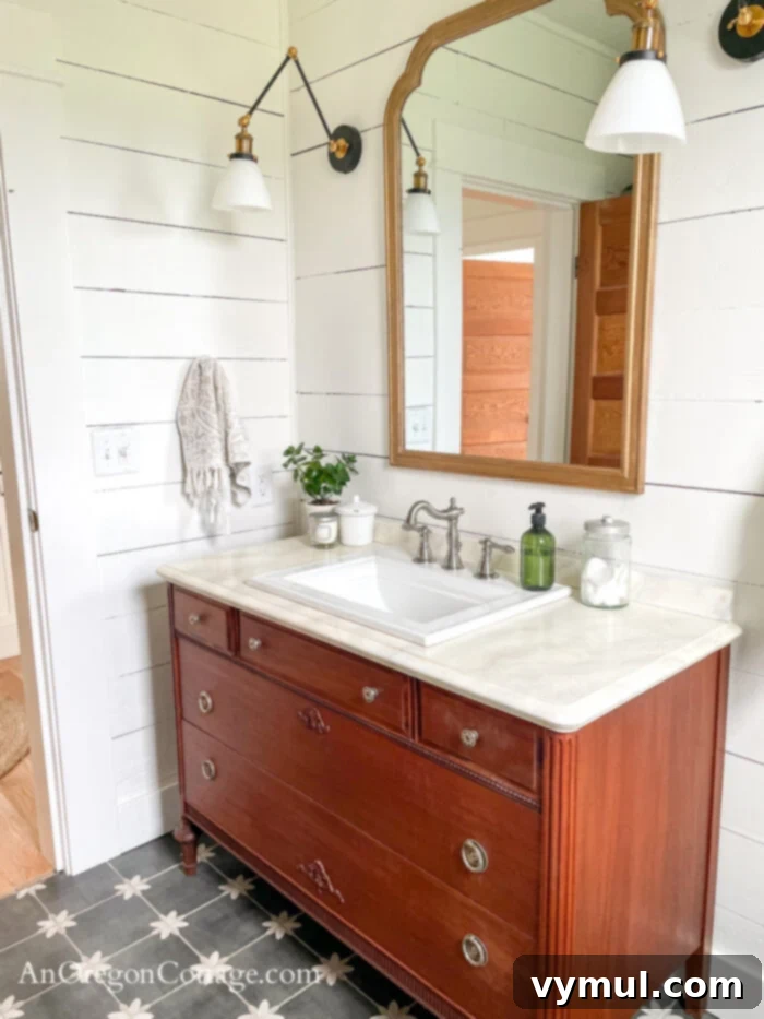 1900 Farmhouse Main Bathroom: Classic Charm Reimagined 14 farmhouse main bath vanity corner AFTER