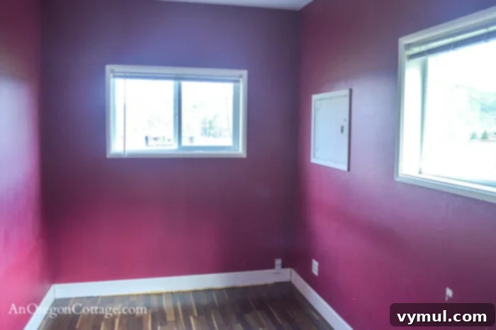 Farmhouse primary bedroom BEFORE-east wall