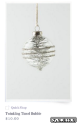 Anthro-ornament Anthropologie inspired tinsel and glitter ornament