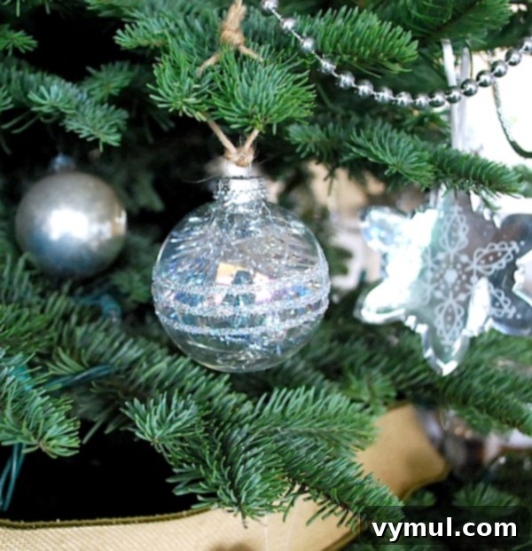 tinsel-glitter-ornament Finished handmade tinsel and glitter ornament sparkling brightly