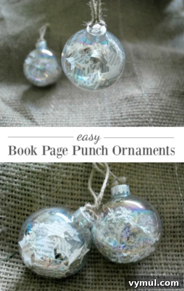 Learn to create easy, eco-friendly Christmas ornaments using vintage book pages and paper punches. Perfect for a quick DIY project or a fun kid's craft!