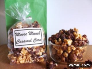 Homemade Moose Munch with caramel and popcorn