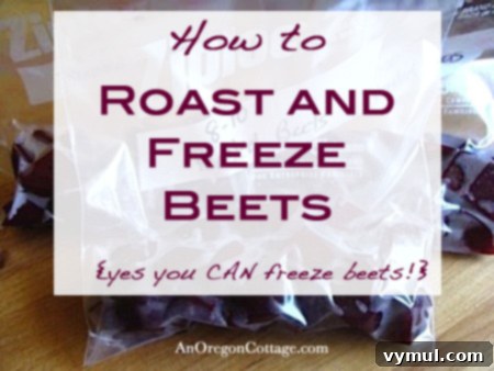 Roasted beets being prepared for freezing